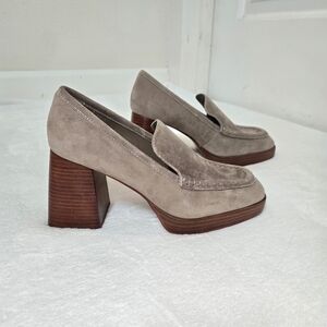 Steve Madden‎ Etney Block Heel Platform Loafer Women's Sz 8.5 Mushroom Suede